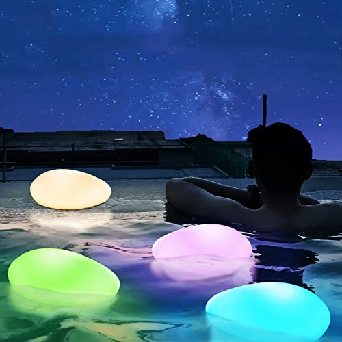 FUYO Solarlampen für Außen, 3er Set Solarlampe Garten Led Solarleuchte mit Fernbedienung 8 Farben Solar-Deko-Stein Solar Kugel Außen Innen IP67 Wasserdicht für Gartenweg Schwimmbad Rasen