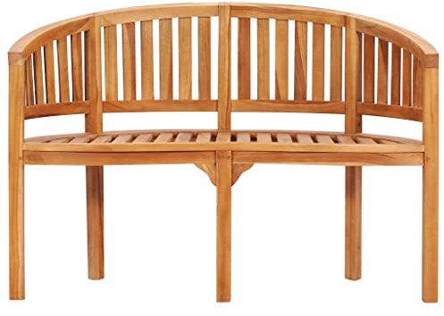 Tidyard 2-Sitzer-Gartenbank Gartenmöbel Bananenbank Bank 120 x 52 x 86 cm,Sitzbank Sitzhocker Terrassenbank,Fein geschliffenes Teakholz mit Holzbehandlungsmittel auf Wasserbasis Abmessunge