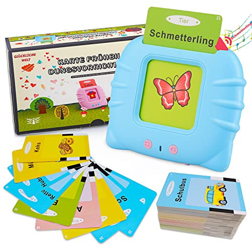Standard Deutsch, Sprechende Flash-Karten Lernspielzeug für Kleinkinder 1-6 Jahre Alt, 112 Blätter 224 Wörter, Hörbar Lernspielzeug, Interaktive Spielzeug für Jungen Mädchen Blua