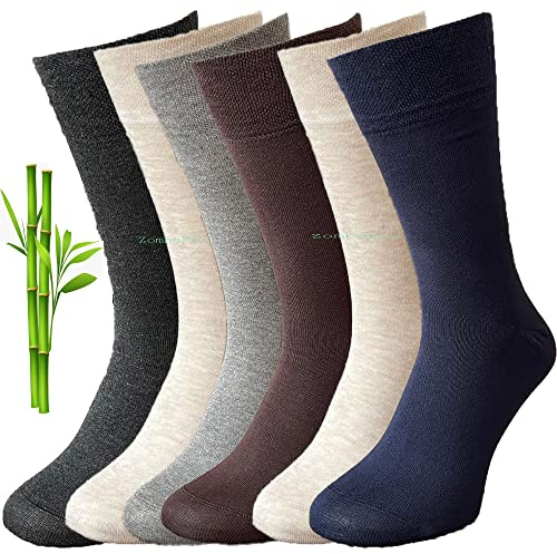ZombaFlo 6 Pairs Diabetic Bamboo Socks for Men Super Soft Honey Comb Top UK Size 6-11 Multipack (Multicolor)