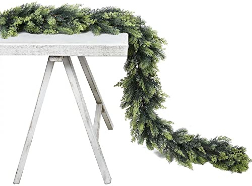 Artiflr 6 Feet Artificial Christmas Pine Garland, Winter Greenery Garland for Holiday Season Mantel Fireplace Table Runner Centerpiece Decoration