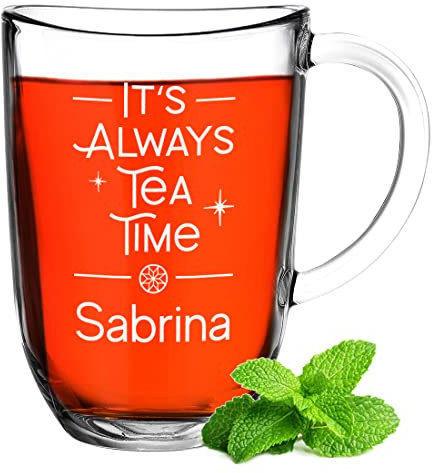 polar-effekt Leonardo Glas Teebecher mit Gravur Geschenkidee für Frauen - personalisierter Kaffeebecher - Espressotasse - Teetasse Geschenk - Geburtstagsgeschenk