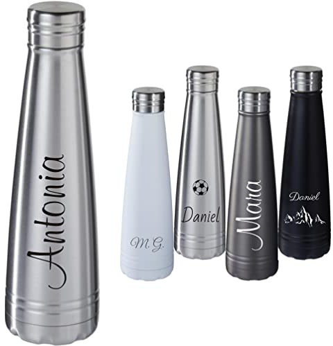 Schmalz® Borraccia termica personalizzata DUKE da 500 ml, con nome isolato sottovuoto, in acciaio inox con isolamento in rame, a prova di perdite, senza BPA