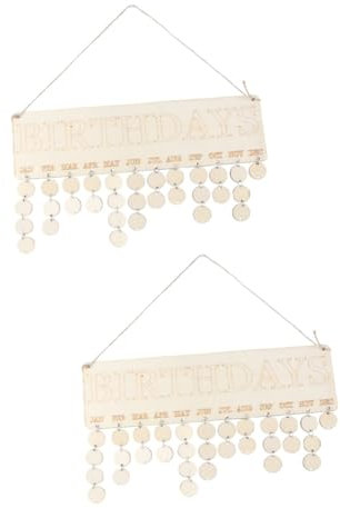 ifundom 2 Sets Familiengeburtstags-erinnerungskalender Countdown-kalender Aus Holz Wandkalender Mit Löschbaren Blöcken Hängeschild