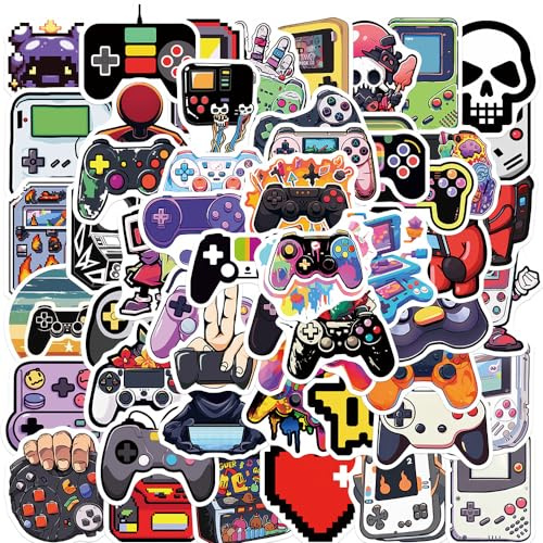 Gamepad Aufkleber 50 Stück Vinyl Funny Video Spiel Sticker für Laptop Wasserflasche Skateboard Gepäck Fahrrad Auto Computer, Wasserdicht Coole Joystick Aufkleber für Teenager Erwachsene Kinder