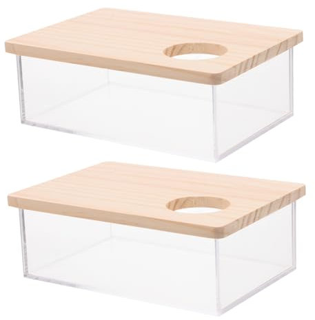 minkissy 2st Sandbad Für Hamster Meerschweinchen Zubehoer Glas Täglicher Gebrauch Holz