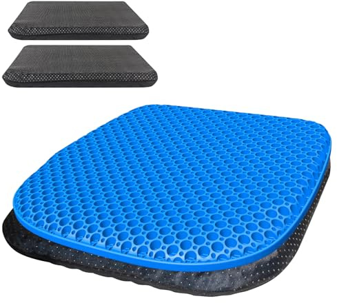 TONINT Large Gel Seat Cushion Long Sitting With 2 Non-Slip Covers (45cm x 45cm),Gel Cushion Sitting,Car seat Cushion,Office seat Cushion For Desk Chair,Wheelchair,Soft & Breathable
