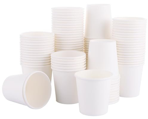 ASelected 100 X 7Oz White Paper Cups,Premium Coffee & Tea Cups, Leak-Resistant Water Cups, Perfect for Your Home, Café, Work, Parties,Camping, Picnic, Travel Or Outdoors