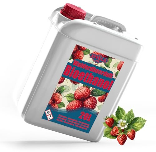 Bioetanol 96,6% 20L | Bio Alcohol Aroma a Fresa Bosque 96,6% 20L | Bioetanol para chimenea, chimenea de mesa | Bioetanol Fresa Bosque | Combustión limpia, sin humo, llama viva y estable