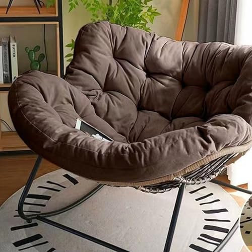 Übergroßes Terrassen-Liegestuhl-Set mit Fußhocker, bequemer gepolsterter Schaukelstuhl mit dickem Kissen, moderner Loungesessel zur Entspannung