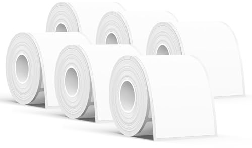SUPVAN Etiketten selbstklebend wasserfest für T50M Etikettendrucker | 50 mm x 80 mm, 6 Rollen (95 Etiketten/Rolle), für Haushalt, Büro und Schule, Schwarz auf Weiß