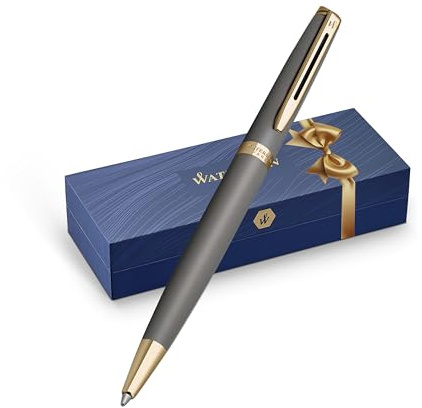 Waterman Hémisphère Kugelschreiber | The Understated Edit | Steingrau | Mittlere Spitze und blaue Tinte | Geschenkbox