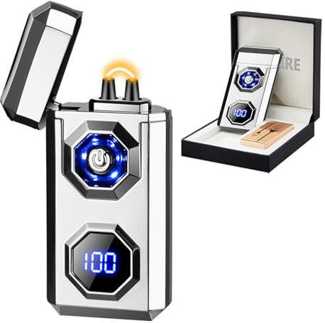 Mechero eléctrico Recargable USB C ARC de Plasma de Alta Potencia, Llama Fresca, Resistente al Viento, electrónico, con Linterna LED, para Velas, Fuegos Artificiales, Varillas de Incienso