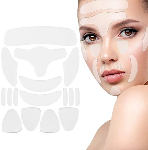 16 Pezzi Cerotti Leviganti per Il Viso, Patch Antirughe Riutilizzabile per il Viso, Design Morbido e Delicato Sulla Pelle e Lavabile, per Fronte, Occhi, Guance, Bocca e Petto