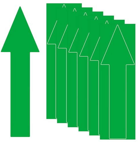 M METERXITY 6-Pack Arrow Sticker, 12 x 4 Inch/ 300 x 90 mm PVC Waterproof Self-Adhesive Directional Arrows Removable Directional Floor Decal Stickers for Wall Marking/Road Sign [Green]