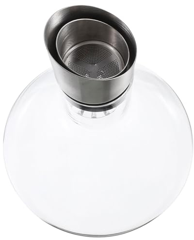 Amosfun Decantador De Vino De Cristal Transparente, Vertedor Rápido y Diseño Plano Para Oxigenación, 1 Unidad Adecuado Para Mejorar Sabor y Aroma Reuniones y Eventos