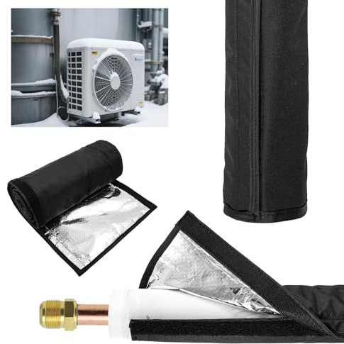 3-Layer HVAC Copper Pipe Insulation Cover 72x10.2 Inch, 600D Oxford Pipe Insulation Cover AC Line Insulation Wrap Outdoor,Air Conditioner Cooper Line Insulation Sleeve for Central Air & Mini Splits