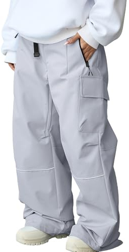 HOTIAN Pantalones de esquí para mujer, resistentes al agua, resistentes al viento, forrados cálidos, pantalones de softshell extraíbles, cargo y snowboard, pantalones de esquí de fondo, pantalones de