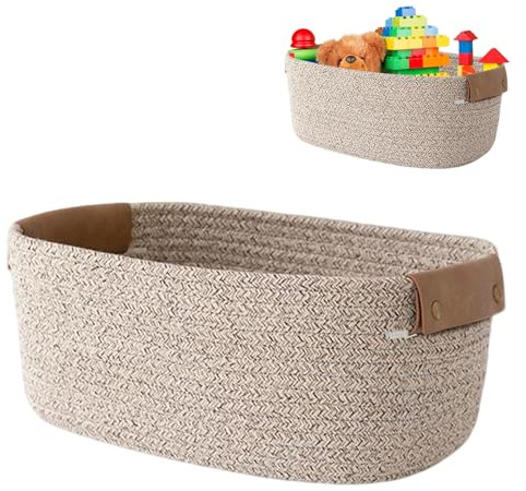 CHICHI:OÜ Aufbewahrungskorb Geflochten - Aufbewahrungskörbe Bad Kinderzimmer, Körbe für Regalkorb Klein Aufbewahrungskorb Baumwolle Organizer Wohnzimmer(Braun, 32 * 24 * 13cm)