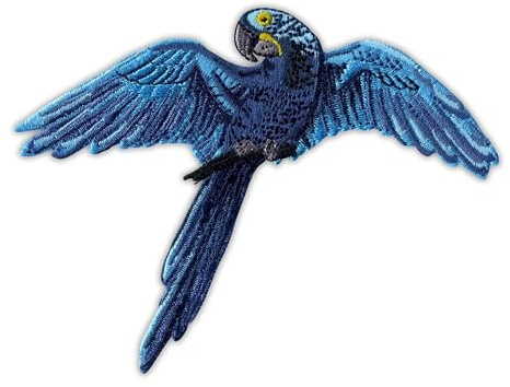 Guacamayo jacinto - Parrot - Adhesivo activado por calor / parte trasera termoadhesiva - Insignia/parche bordado