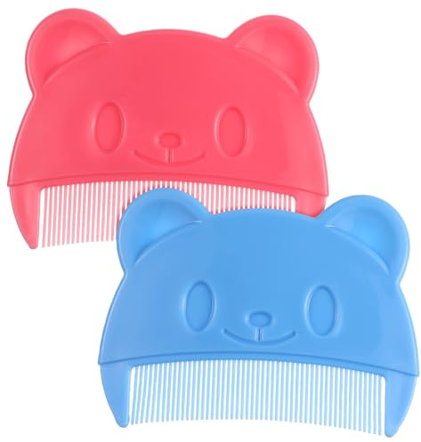 MOLUCKFU 2pcs Baby Fine Tooth Combs Cradle Cap Removal Hair Brushes Bear Shape Portable Newborn Grooming Kit for Boys and Girls