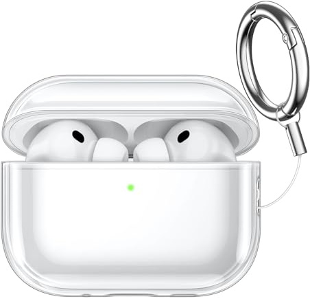 JETech Klare Hülle für AirPods Pro 3 (2025) mit Schlüsselanhänger, Hochtransparentes Weiches TPU, Stoßfest Schützend (Durchsichtig)