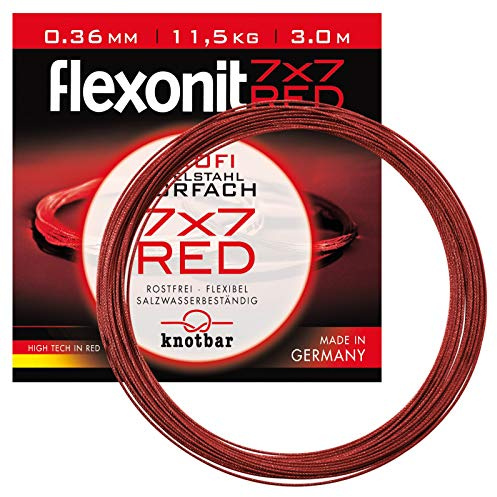 Flexonit 7 x 7 RED - Edelstahlvorfach 0, 27 mm - Tragkraft 6, 8 kg - Inhalt 3 m