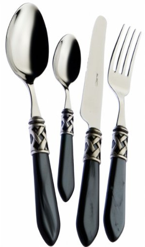 BUGATTI BESTECK 24 STUCK BESTECK KOMPLETT ALADDIN SET HANDLE PERL MUTT RING SILBERBESTECK