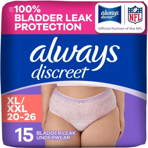 Always Discreet, Inkontinenz-Unterwäsche für Damen, maximaler klassischer Schnitt, extragroß, 15 Stück XL (15er Pack)