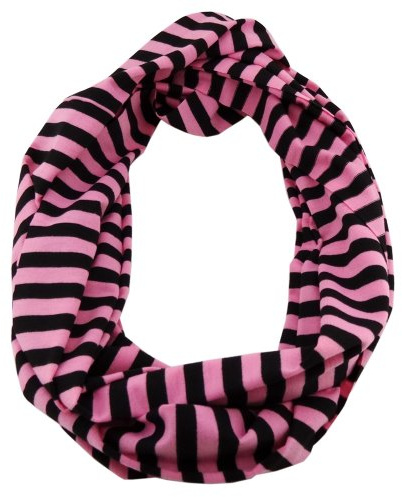 TigerTie Loop Schal Schlauchschal Rundschal Tubeschal rosa schwarz gestreift - 164x27 cm