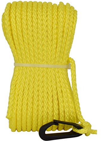 Corderie Italiane 006000174 treccia boa sub, 4 mm, 20 mt, con moschettone, gialla