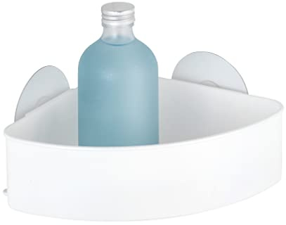 WENKO Static-Loc® Eckablage Osimo Weiß - Befestigen ohne Bohren, Polypropylen, 24 x 9.5 x 17.5 cm, Weiß