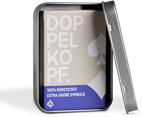 Doppelkopf Spielkarten aus 100% Kunststoff, *Premium* (Plastik +) Französisch, wasserfest (Senioren + Metalldose)