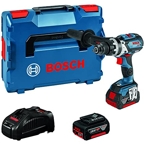 Bosch Professional 18V System perceuse-visseuse à percussion sans-fil GSB 18V-85 C (couple maxi 85 Nm, avec 2 batteries 5,0 Ah + chargeur dans L-BOXX 136)