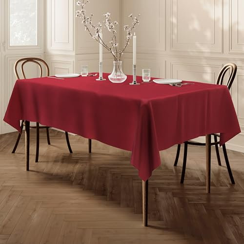 Home Direct Qualitäts Tischdecke Textil Eckig 140 x 200 cm, Farbe wählbar Dunkelrot Bordeaux