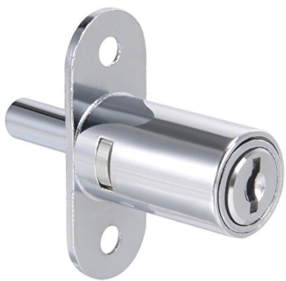 sourcing map Drawer Desk Wardrobe Cabinet Push Plunger Lock, 3/4 Cylinder Diameter 1-1/4 Cylinder Length, Zinc Alloy Chrome Finish, Keyed Different