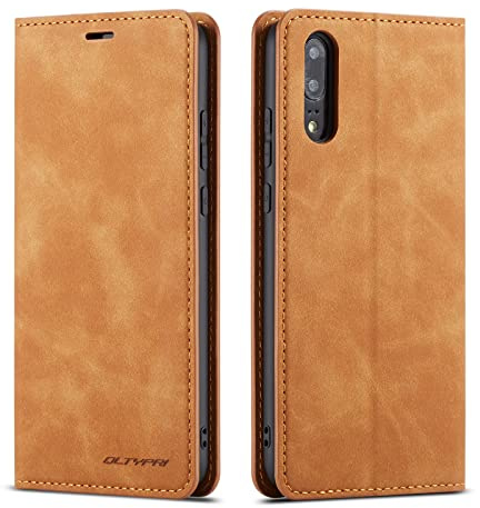 QLTYPRI Hülle für Huawei P20 Pro, Premium Dünne Ledertasche Handyhülle mit Kartenfach Ständer Flip Schutzhülle Kompatibel mit Huawei P20 Pro - Braun | Retro PU Leder Klapphülle, Handyhülle mit 3 Kartenfächer, Standfunktion, Weicher Dünne TPU-Rahmen, Stoßfeste Flip Wallet Case