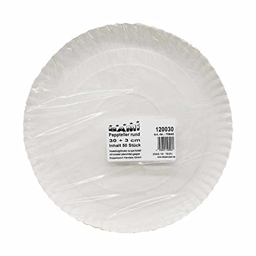 BAMI EINWEGARTIKEL 100 Stück Pappteller Pizzateller Einweg Teller 30cm Durchmesser