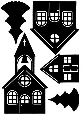Ideen mit Herz Stanzschablonen | Dorf mit Kirche | 5 Stück
