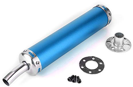 2-Takt Auspuffschalldämpfer Edelstahl Universal, 20 mm Krümmer Rohr Motorrad Endschalldämpfer Zubehör, Geeignet für Moped Roller Motocross (Blau) | Motorrad-Endtopf, Lärmreduzierung, korrosionsbeständig, 5 Farben, leicht, 2-Takt-kompatibel
