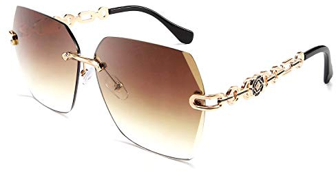 FEISEDY Clásico Gafas de Sol sin Montura para Hombre Mujer con Lentes Transparente de Corte de Diamante Gafas de sol Poligonales B2567