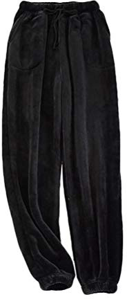 Onsoyours Pyjama Femme Homme Polaire Pantalon Hiver Taille Haut Chaleur Intérieur Femme Bas Homme Super Doux Confortable Automne Ample Velours Fourrure élastique