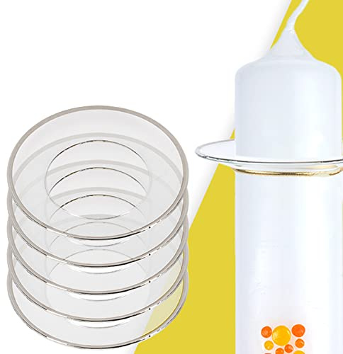 WIKAKERZEN Tropfenfänger für Kerzen oder Tropfschutz für Spitz- & Stabkerze und Kommunion-Kerze | Handmade in Germany | Kerzen Tropfenfänger (Silber, 40x67mm-5er-Set)
