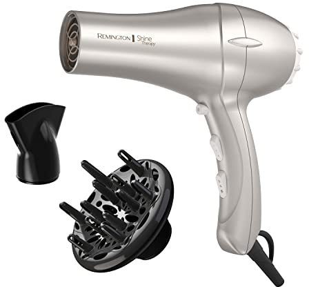 Remington Shine Therapy Hair Dryer with Argan Oil & Keratin, 1875W Ionic Blow Dryer for Frizz Control & Smooth Shine, Ceramic Technology, Lightweight Hair Dryer with Diffuser & Concentrator