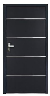 Vente-unique-Puerta de entrada de acero y inox Alt. 207 x Ancho 100 cm antracita - se abre hacia la derecha NAXARA