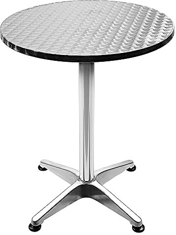 Stehtisch, hoch, 2-in-1, Edelstahl und Aluminium, Bistrotisch, höhenverstellbar, 70 oder 110 cm, Stehtisch, Küchentisch, Esszimmer, Außen, Innenbereich, 60 x 60 cm (rund, Ø60 cm)