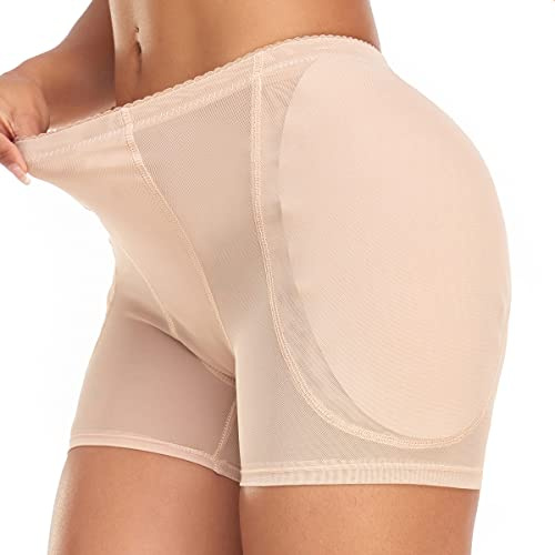 Derssity Women Hip Enhancer Shapewear Padded Butt Lifter Underwear Body Shaping Panties Shorts(XING,L) Beige