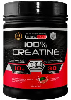 Healthy Fusion 100% Creatine X4 | 3g/dosis Créatine Monohydrate Micronisée 200-MESH | Augmente la masse musculaire, la force et la performance | Haute absorption et récupération rapide | 300 g