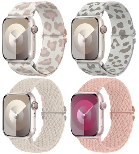 Delidigi 4 Pack Stretchy Solo Loop Compatible with Apple Watch Straps 38mm 40mm 41mm 42mm 44mm 45mm 46mm 49mm Women Men, Nylon Adjustable Sport Band for iWatch Series 11 10 9 8 7 6 5 4 3 2 1 SE Ultra