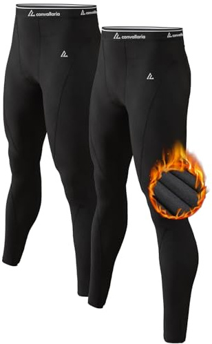 CL convallaria Thermo Unterhose Herren Lange Thermounterhose Männer Warm Innenfleece Thermounterwäsche Skiunterwäsche Funktionsunterwäsche für Winter, 2er Stück